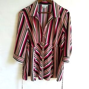 Motherhood 1X Red Pink Striped Top Maternity